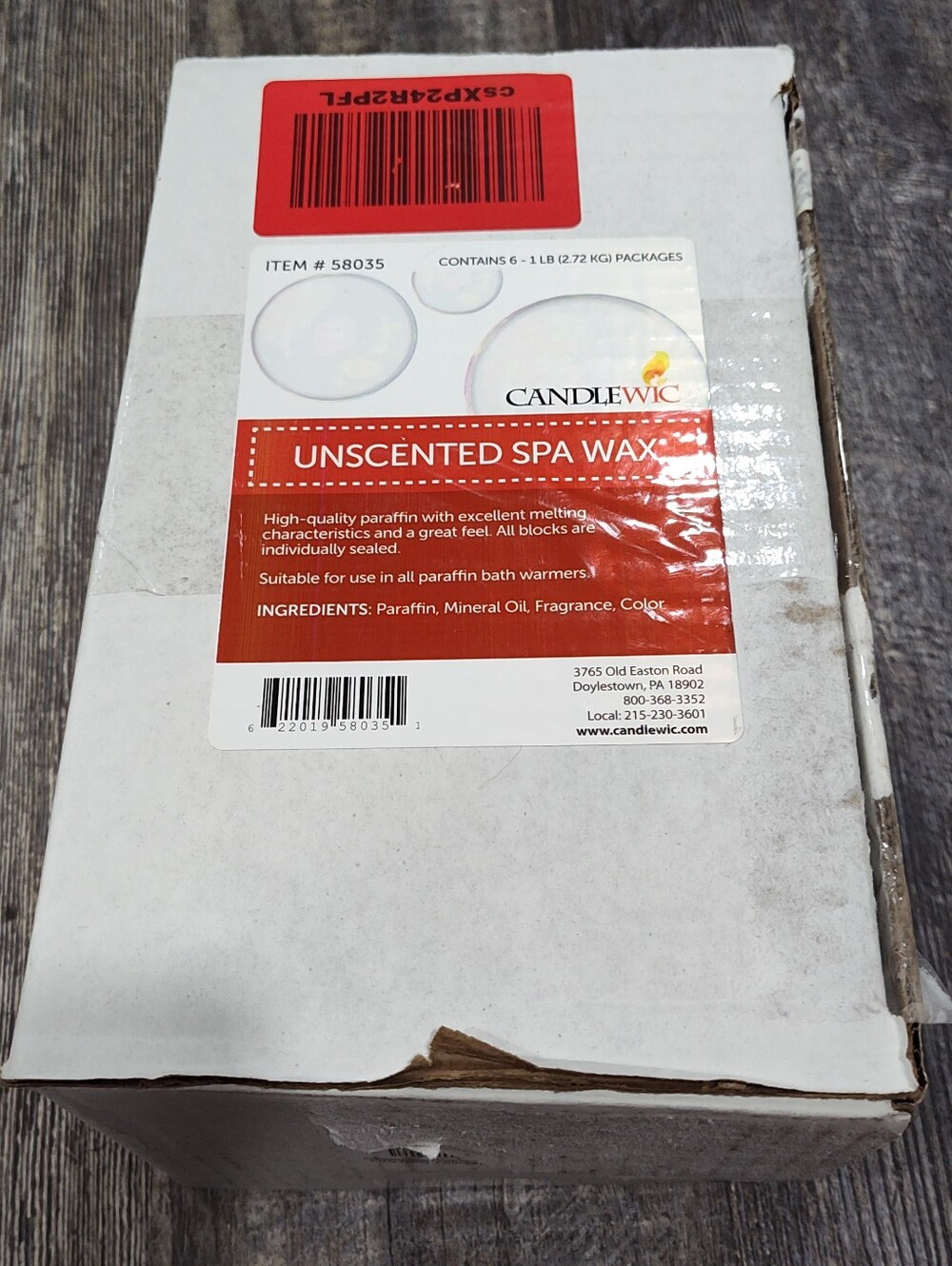 Candlewic Unscented Spa Wax: 6 - 1 Lb Packages, White Box